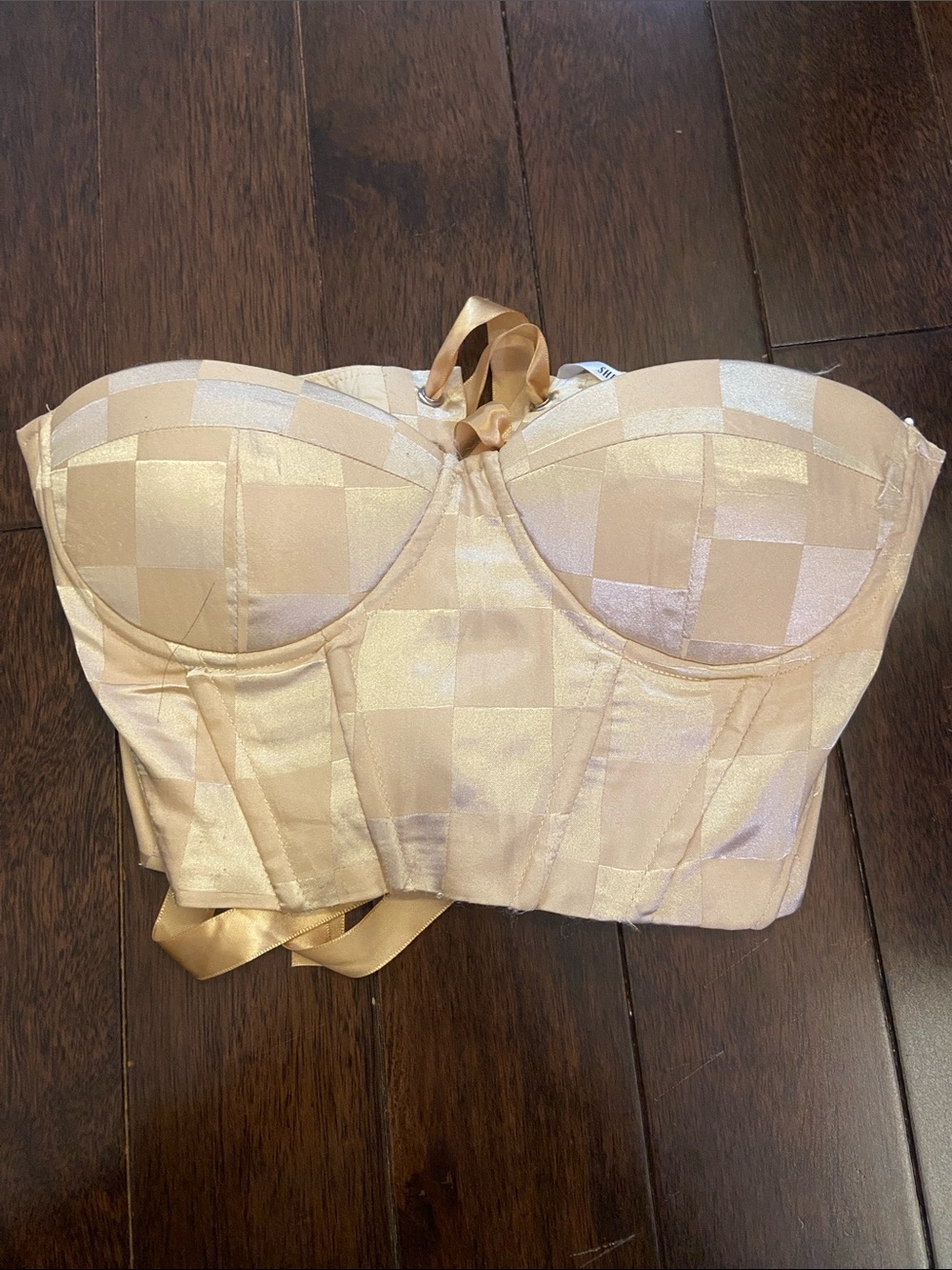 Strapless Satin Bustier Top in Champagne